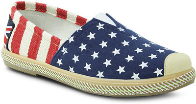 

Get Glamr Starred Slip Ons Canvas Shoes For Women(Blue