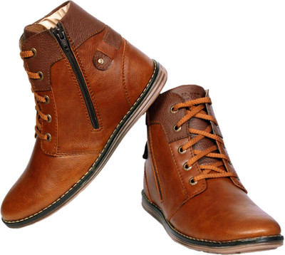

Prolific TPR Zipper Rough Boots Boots For Men(Tan)