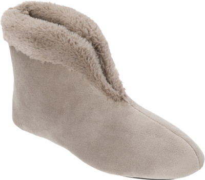

Dearfoams Stylish Ankle-Length Velvet Boots Silver Boots For Women(Beige