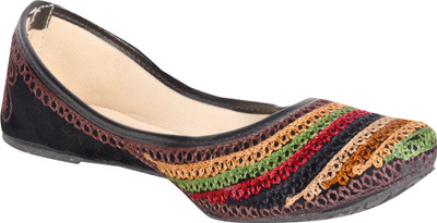 

Panahi Synthetic Casual cum Party wear Belly Shoes Ethnic Footwear Mojari Jutis For Women(Multicolor, Black