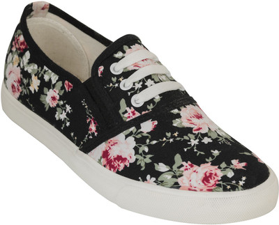 

Advin England Floral Print Canvas Shoes For Women(Black)