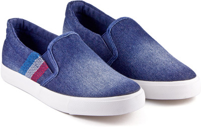 

DeVEE Denim Flat Navy Slipon Slip On Sneakers For Women(Navy, Navy blue