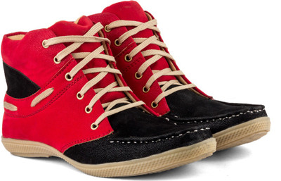 

Golden Sparrow Ankle Casuals For Men(Black, Red