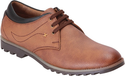 

Footoes Lace Up Casuals For Men(Tan, Dark tan