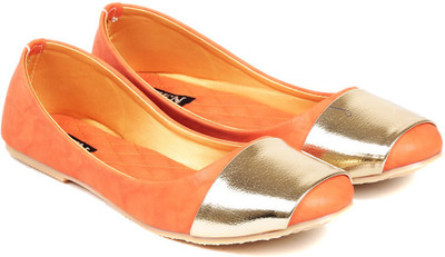 

TEN Orange Synthetic Leather Bellies Bellies For Women(Orange)