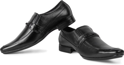 

Feather Leather Genuine Leather Men Black Formal Shoe Slip On For Men(Black