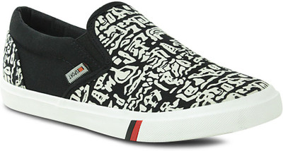 

Get Glamr Printed Slip Ons Canvas Shoes For Men(Black