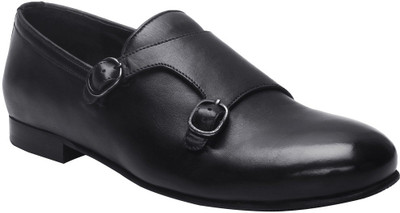 

Bare Skin Bareskin Black Double Monk leather Slip-On Shoe Monk Strap For Men(Black