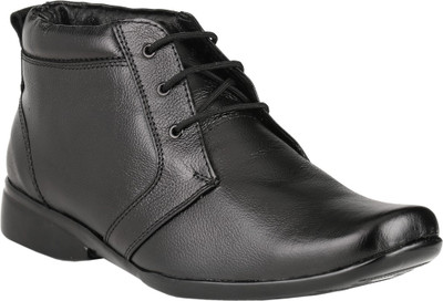 

LeatherKraft High Ankle Leather Laceup Boot Boots For Men(Black
