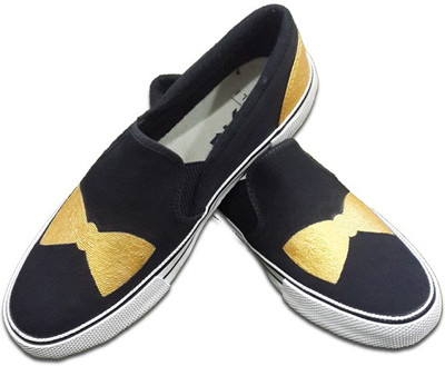 

F-Gali The Golden Bow Slip-on Shoes Canvas Shoes For Women(Multicolor
