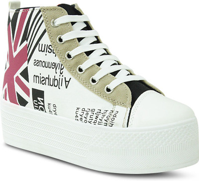 

Get Glamr Stylish Lace Ups Canvas Shoes For Women(White
