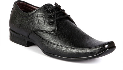 

Bxxy Black Faux Leather Office Wear Men'S Derby Lace Up Shoes For Men(Black