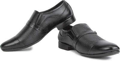 

Feather Leather Genuine Leather Men Black Formal Shoe Slip On For Men(Black