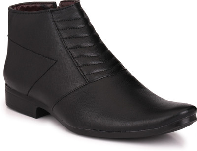 Knoos Semi Formal Black Boots Boots For Men(Black