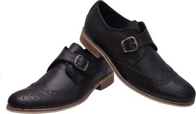 Hirel's Geniune Leather Brogue Monk Monk Strap Shoes