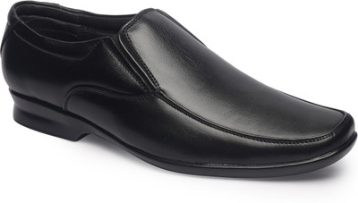 

Feather Leather Genuine Black Slip On Shoes For Men(Black