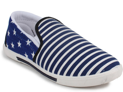 

11e 11e Blue Canvas Slip-On Casual Shoes Canvas Shoes For Men(Blue)