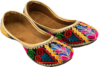 

Footrendz Embroidered Jutis For Women(Black), Black::yellow::blue::red::pink