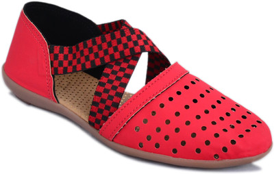 Myra Cutwork Bellies For Women(Red, Radical red