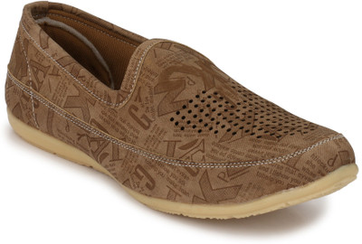 

Knoos Newspaper Print Loafers For Men(Brown