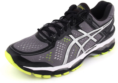 Asics Gel-Kayano 22 (2E) Men Running Shoes For Men(Grey, Silver, Yellow), Charcoal/silver/lime