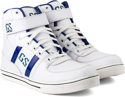 

Golden Sparrow High Ankle Sneakers For Men(White, Blue