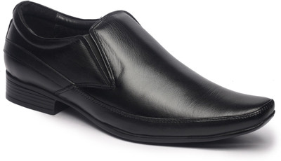 

Feather Leather Genuine Black Slip On Shoes For Men(Black