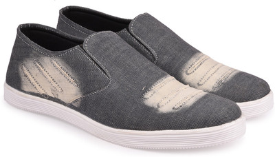 

True Soles Men's Grey Denim Canvas Shoes For Men(Grey