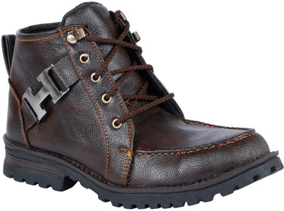 

Kraasa Solid Boots For Men(Brown