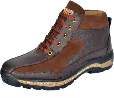 

RICH FIELD Men New Leather Safety Shoe with Steel Toe Corporate Casuals For Men(Brown