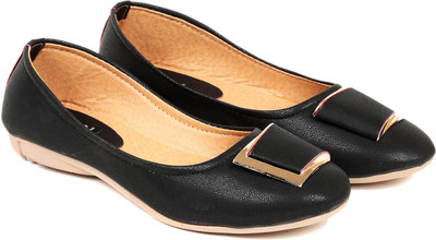 

TEN Black Synthetic Leather Bellies Bellies For Women(Black)