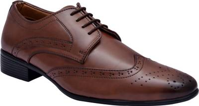 Hirel's Brown Stylish Derby Brogues Lace Up Shoes