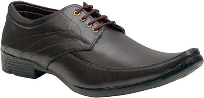 

Oora Brown With Fine Lining Design Lace Up Shoes For Men(Brown)
