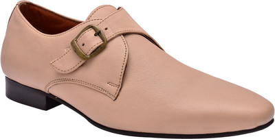 

Hirel's Mens Peach Monk Strap Shoes For Men(Natural