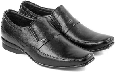 Le Booch Men Genuine Leather - UK-10 Slip On For Men(Black