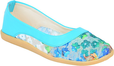 Footrendz Ethnic Embroided Tissue Bellies For Women(Blue, Turq