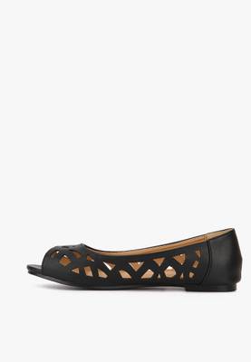 Addons Samantha laser cutouts peep toe ballerinas Bellies