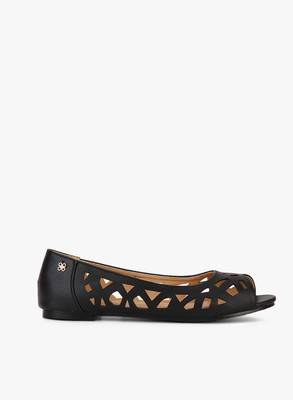 Addons Samantha laser cutouts peep toe ballerinas Bellies