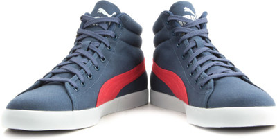 

Puma Canvas Mid DP Men Sneakers For Men(Blue, Dark denim-high risk red