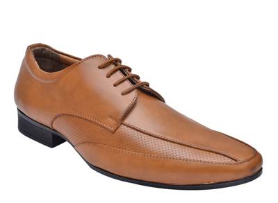 Hirel's Brown Stylish Derby Lace Up Shoes