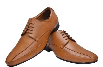 Hirel's Brown Stylish Derby Lace Up Shoes