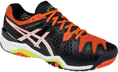 

Asics Gel-Resolution 6 Men Tennis Shoes For Men(Black, Black::white::orange