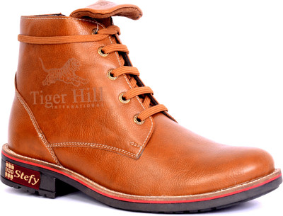 

Sam Stefy Long Beige With Flaps Boots For Men(Brown)