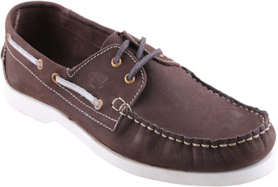 

Leder Warren Nubuck leather Boat Shoes For Men(Brown, Lwbobrn-03