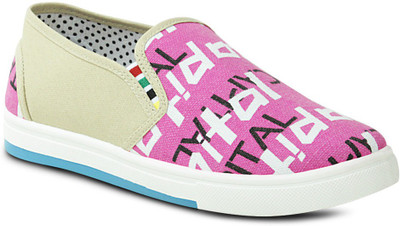 

Get Glamr Designer Slip Ons Canvas Shoes For Women(Pink