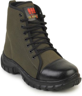 

Metrogue Green Combat Cloth with Leather Toe Cap Mid Ankle Jungle Boots Boots For Men(Black, Green
