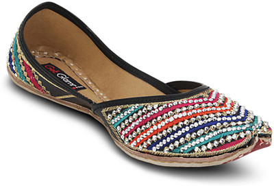 

Get Glamr Designer Mojaris For Women(Multicolor, Black