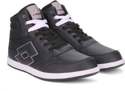 Lotto LOGO PLUS HI Mid Ankle Sneakers For Men(Black