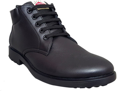

M & M Black Anklet Boots For Men(Black)
