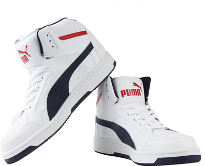 

Puma Rebound v.2 Hi Running Shoes For Men(White, White & peacoat